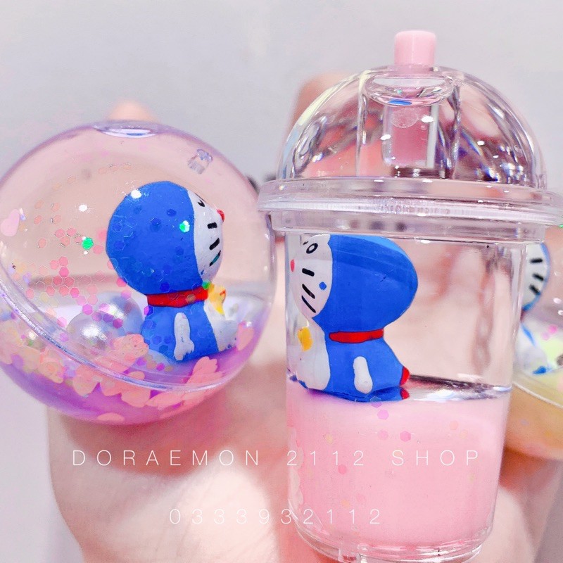 Móc khoá ly trà sữa Doraemon (có nước)