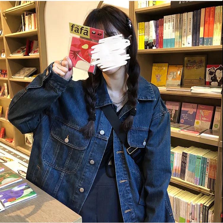 Xiaozhainv Áo Khoác Denim Tay Dài Dáng Rộng Phong Cách Retro Hàn Quốc Dành Cho Nữ | BigBuy360 - bigbuy360.vn