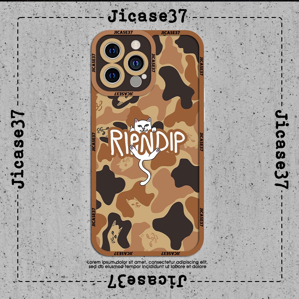 Ốp lưng iphone và samsung xiaomi oppo cạnh vuông Jicase RipnDip mèo vân camo