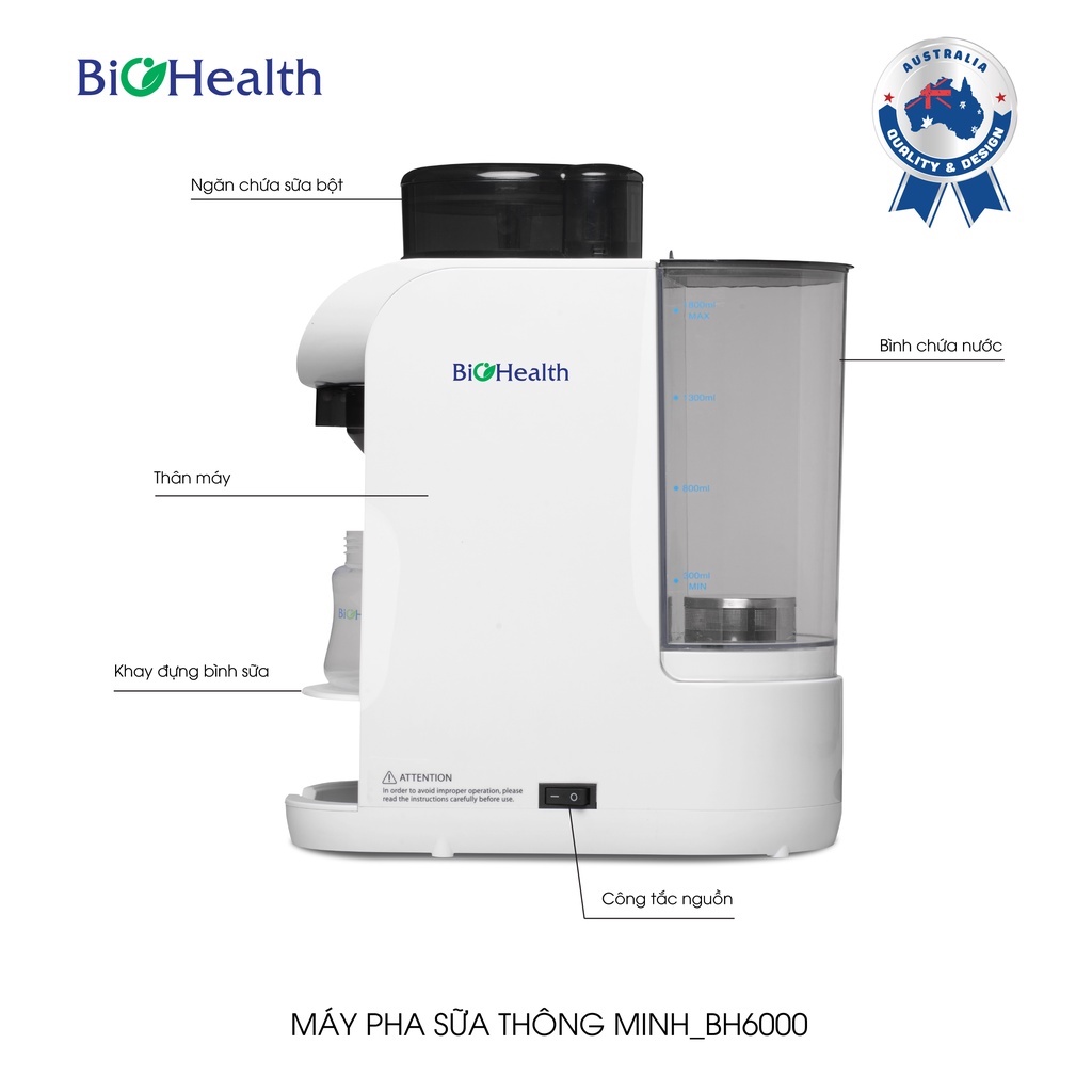 Máy Pha Sữa Tự Động Chỉ 10s - Tiết Kiệm Thời Gian Cho Bố Mẹ - Biohealth BH6000
