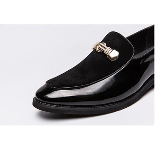 Luxury glossy black loafers for men