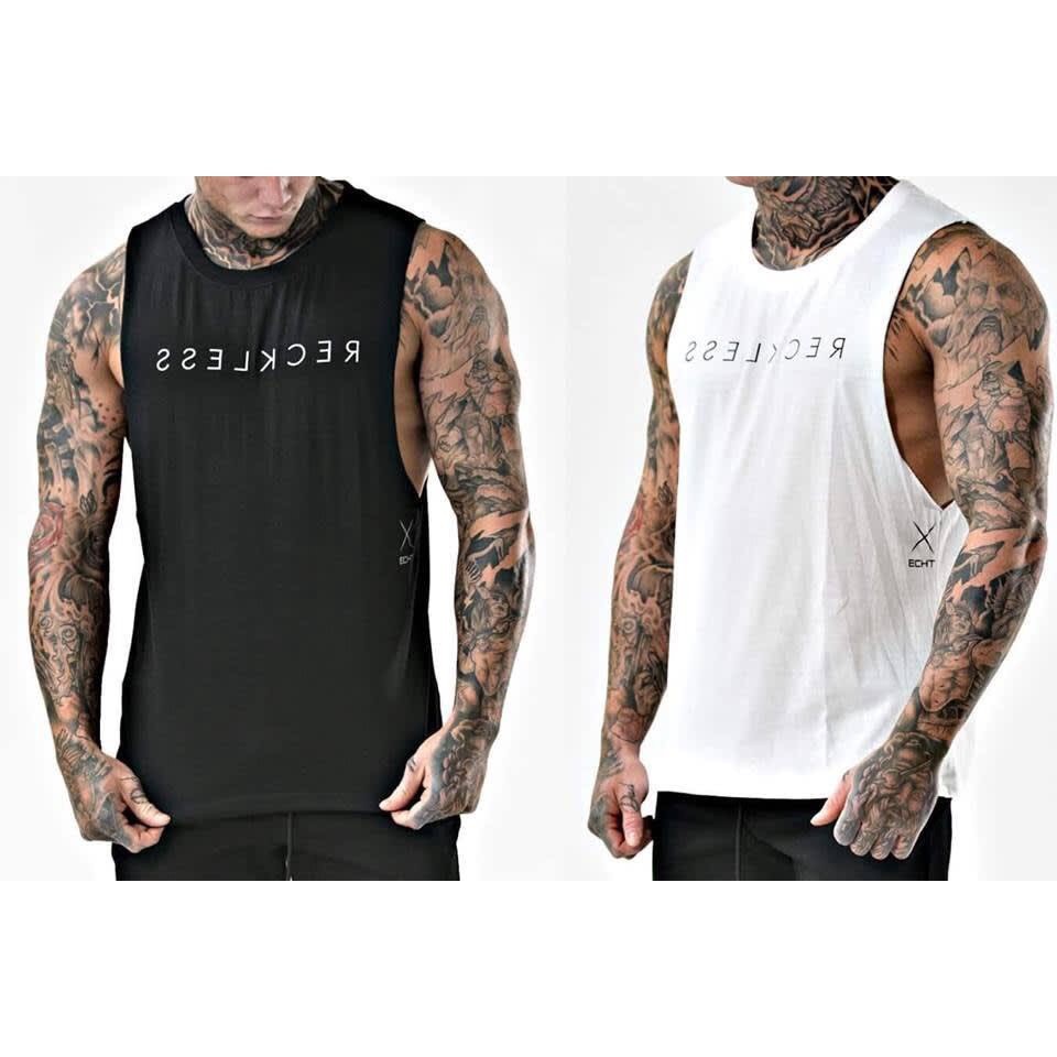 Áo Ba Lỗ Nam - Tanktop GYM ECHT- Xẻ Rộng - Siêu Mát