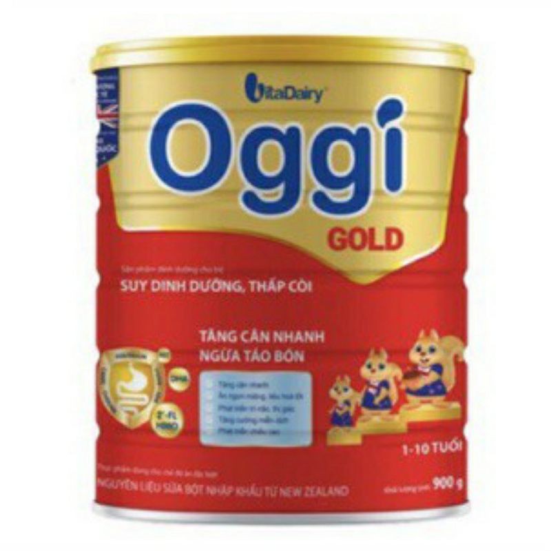 Mẫu mới Sữa OGGI GOLD 900g ( 1_ 10 tuổi) Tăng cân, ngừa táo bón