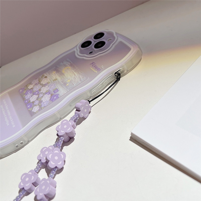 Ốp Điện Thoại TPU Mềm Chống Rơi Hình Tranh Sơn Dầu Có Dây Đeo Thời Trang Cho IPhone 13 12 11 Pro Max X XS XR 8 7 Plus