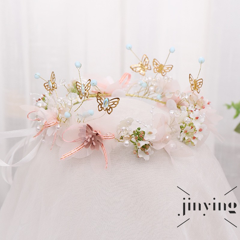 Vòng đội đầu GETNOIVAS phối hoa và bướm xinh xắn cho phù dâu