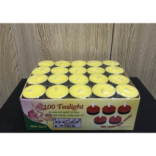 Hộp 100 Viên Nến Tealight Cháy 3-4h ( Trắng Đỏ Vàng )