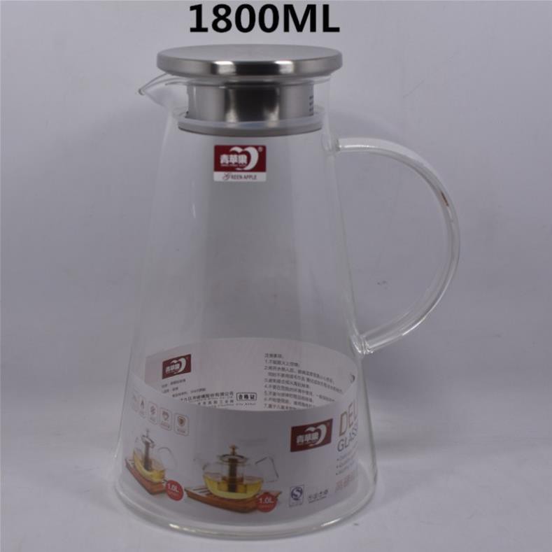 Ấm pha trà Deli  inox 1800ml,bình pha trà thủy tinh ,bình ủ trà cao cấp,bình đựng nước