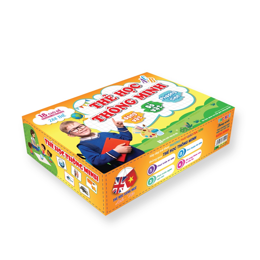 Bộ Thẻ Học Thông Minh FlashCards TUANVIET BOOKS (Size Lớn - 18 Chủ đề - 288 thẻ) - Song ngữ Anh - Việt