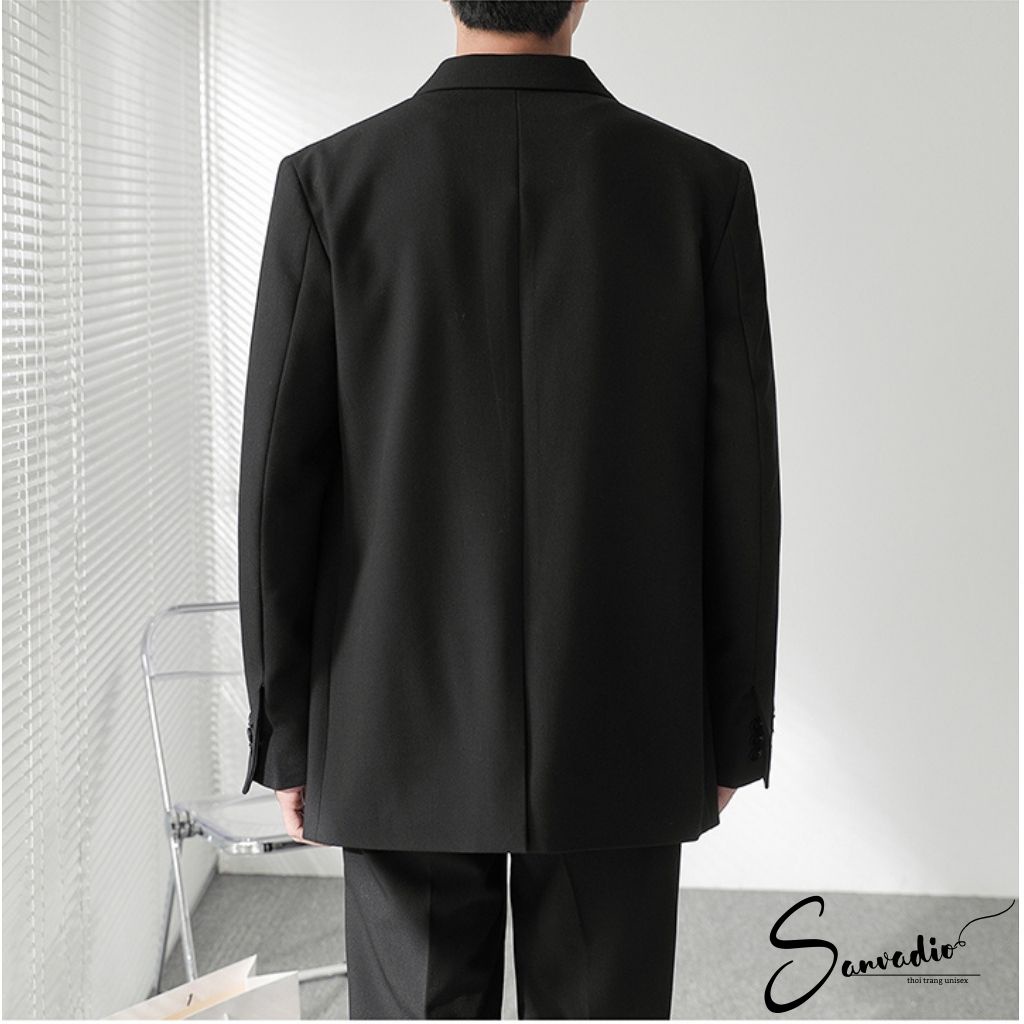 Set Blazer Nam Form Suông Rộng SANVADIO set đồ nam gồm áo blazer và quần âu ống suông phong cách Hàn Quốc AD015