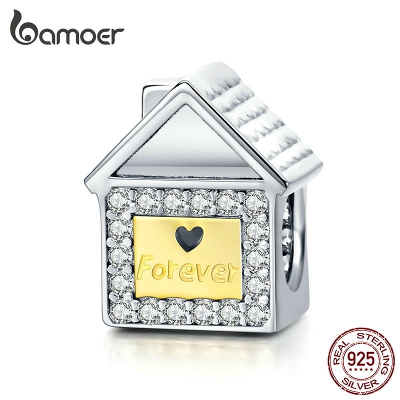 Hạt Charm Bamoer Trang Trí Vòng Tay Hình Ngôi Nhà Đính Đá Độc Đáo