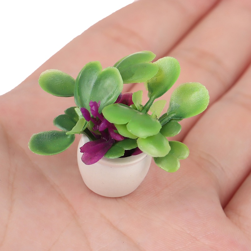 Bộ 2 Mô Hình Chậu Xanh Mini Tỉ Lệ 1: 12 Trang Trí Nhà Búp Bê