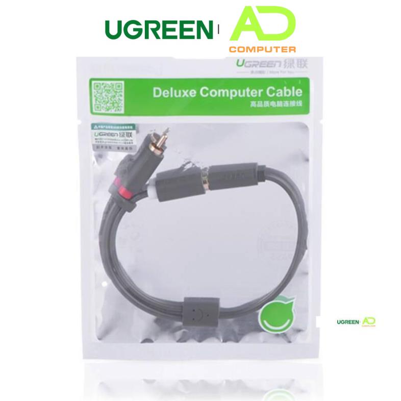 Cáp chuyển âm thanh jack 3.5mm cái sang 2 đầu RCA đực UGREEN AV111 AV198