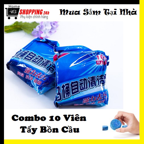 Combo 10 Viên Tẩy Bồn Cầu - Viên Tẩy Tolet Sạch - An Toàn, Set 10 viên thả bồn cầu xanh dương, tẩy sạch cặn bẩn