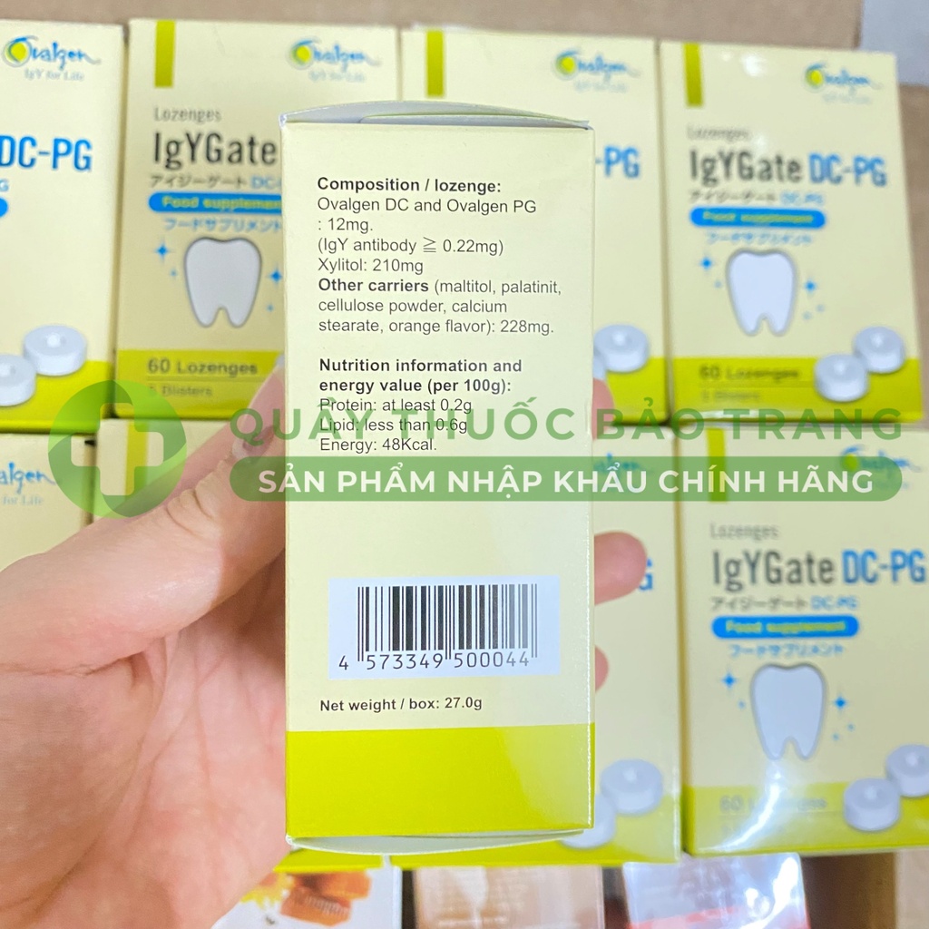 Viên ngậm IgYGate DC-PG hộp 60 viên chống sâu răng Nhật Bản