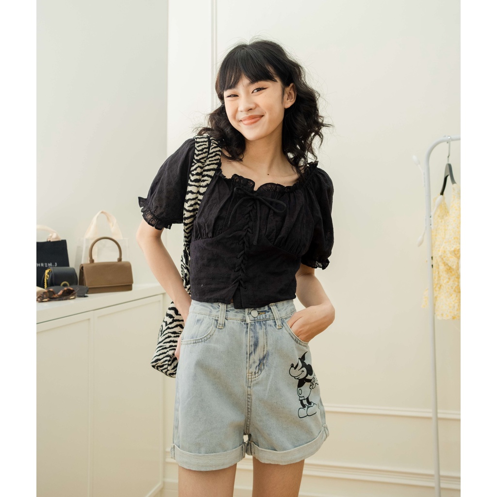 [SALE UP TO 50%] Quần short jeans mickey lật lai LENCLOTHING 8052-8053