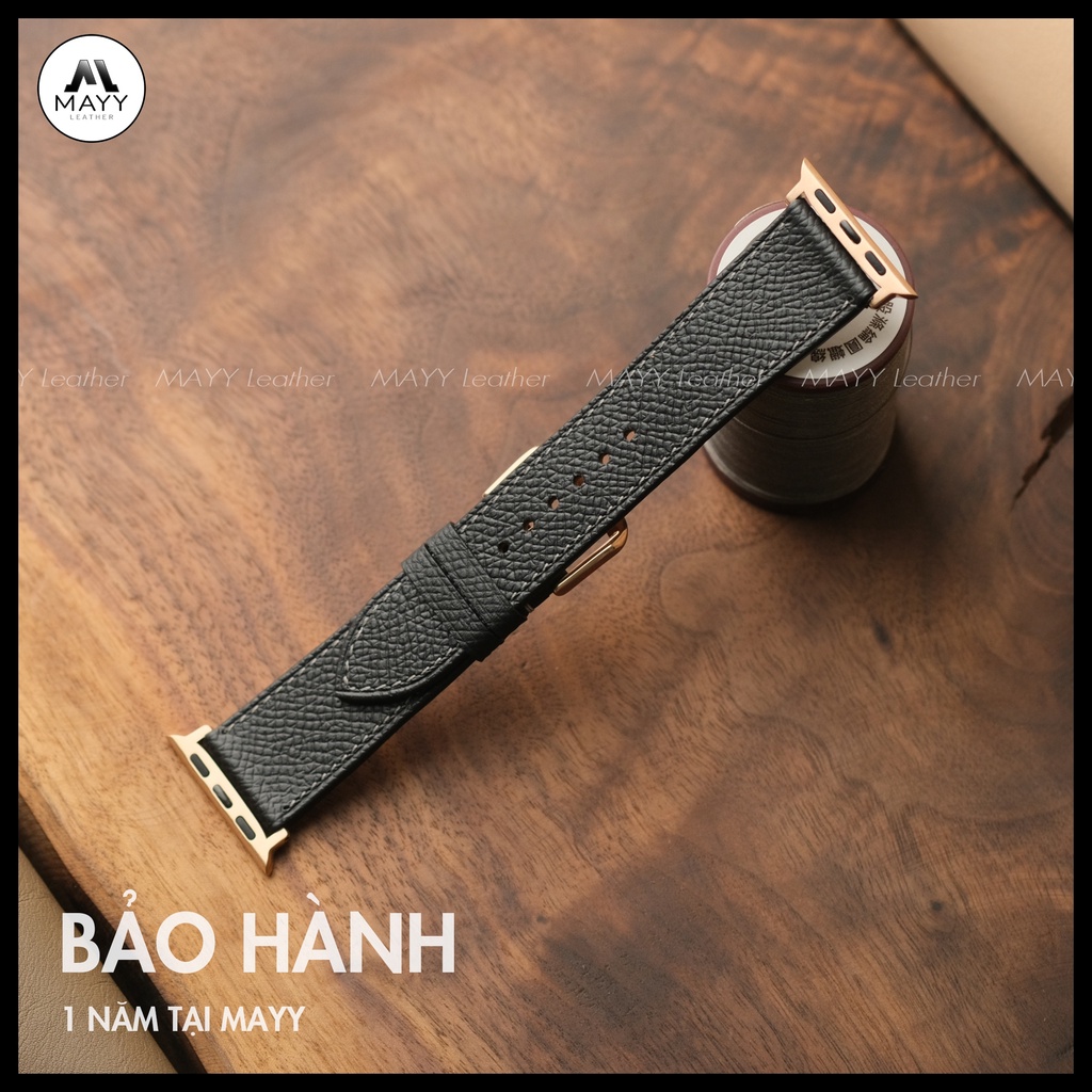 Dây đồng hồ Apple Watch da Bê Epsom da thật 100% màu đen