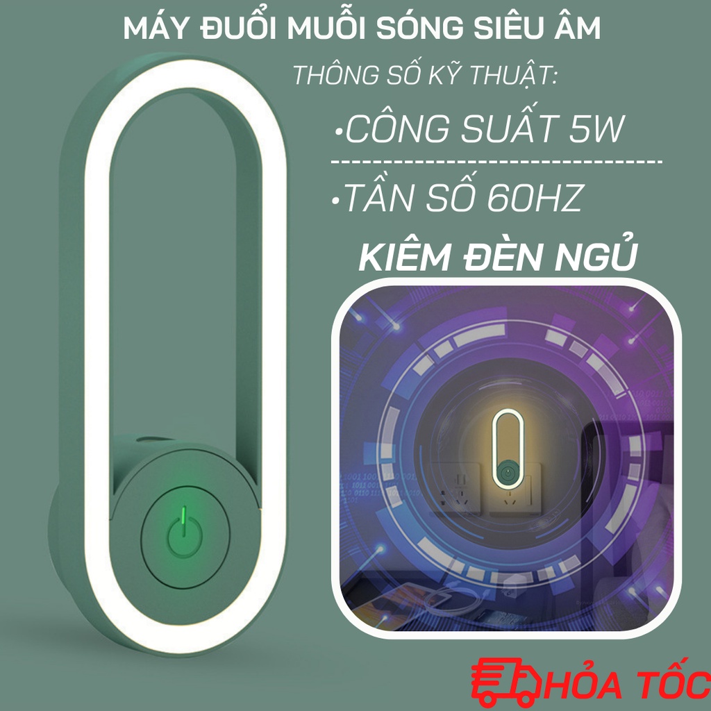 Máy Đuổi Muỗi Sóng Siêu Âm Kiêm Đèn Ngủ An Toàn Với Trẻ Nhỏ