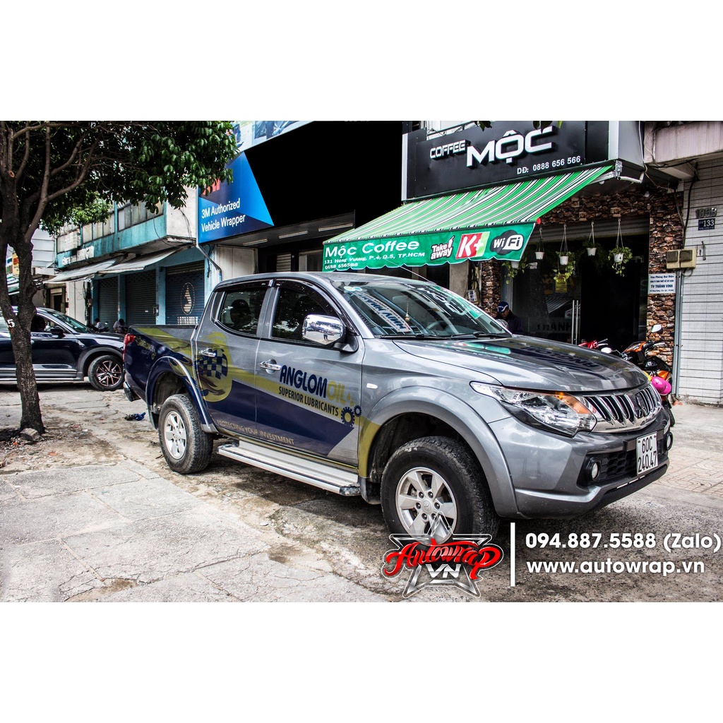 Tem họa tiết xe Triton Anglom Oil - Tem họa tiết ô tô Mitsubishi, tem dán sườn xe thể thao