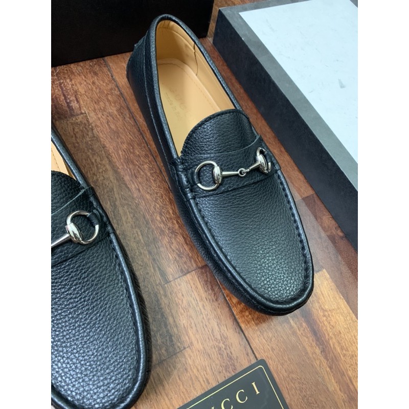 Giày lười moca Gu cci nam da thật, giày mọi GC lót da đế cao su Bản đẹp fullbox thẻ bill.