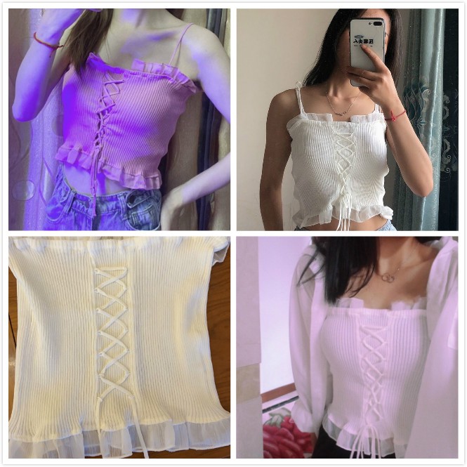 Áo Crop Top Dệt Kim Phong Cách Retro Quyến Rũ Cho Nữ