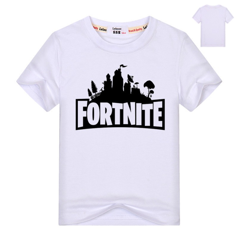 Thanh niên Áo phông Fortnite Battle Royale Skyline Logo Trò chơi trẻ em nam Mùa hè ngọn