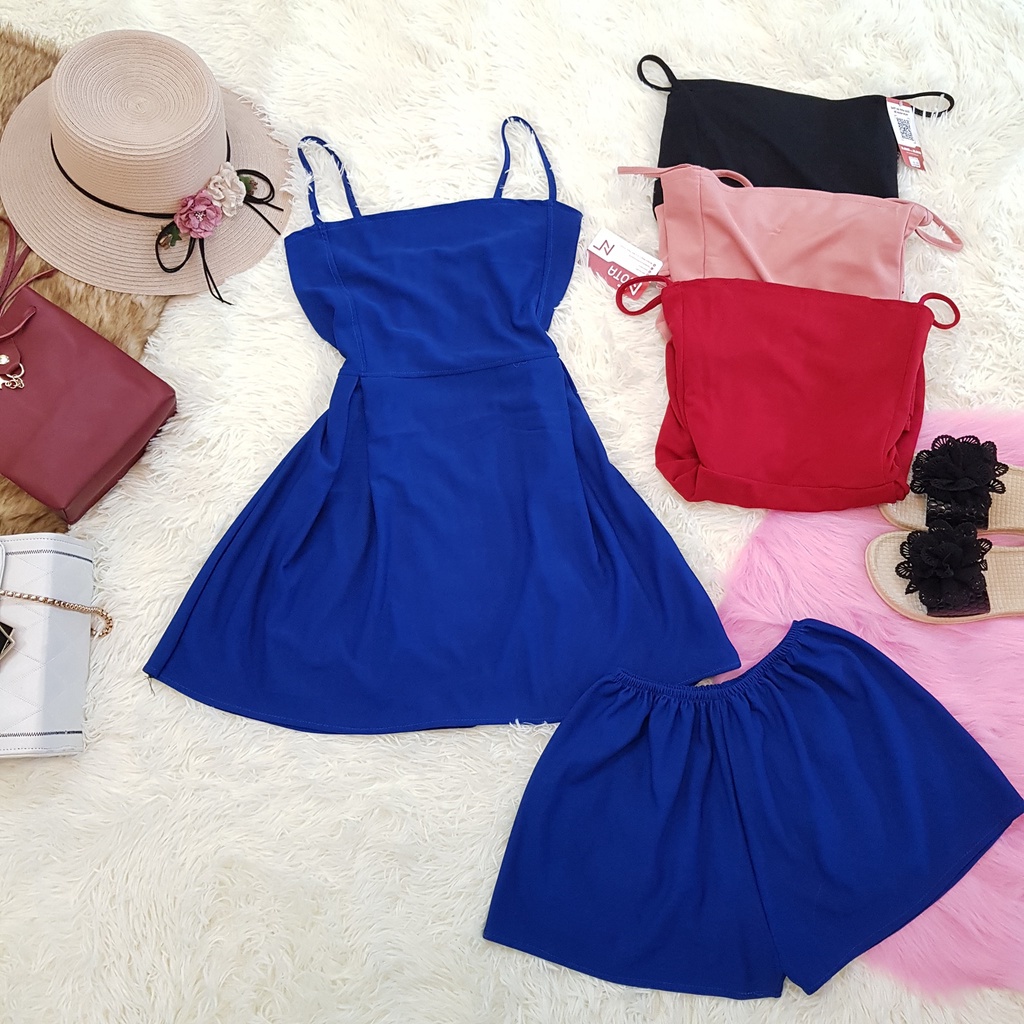 Set babydoll hai dây kèm quần short, chất thun cát misa thoáng mát siêu đẹp thời trang Kèm Hình Thật, SET 2 DÂY BABYDOLL
