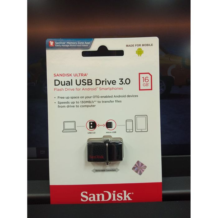 Ổ Đĩa Sandisk Otg Flashdisk Dual Drive M3.0 16gb 3.0 - Black-3.0