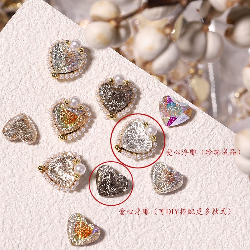 Charm đá khối nail AB đính móng tay size to 8.8 x 10mm , Charm nail cao cấp viên lớn trang trí móng