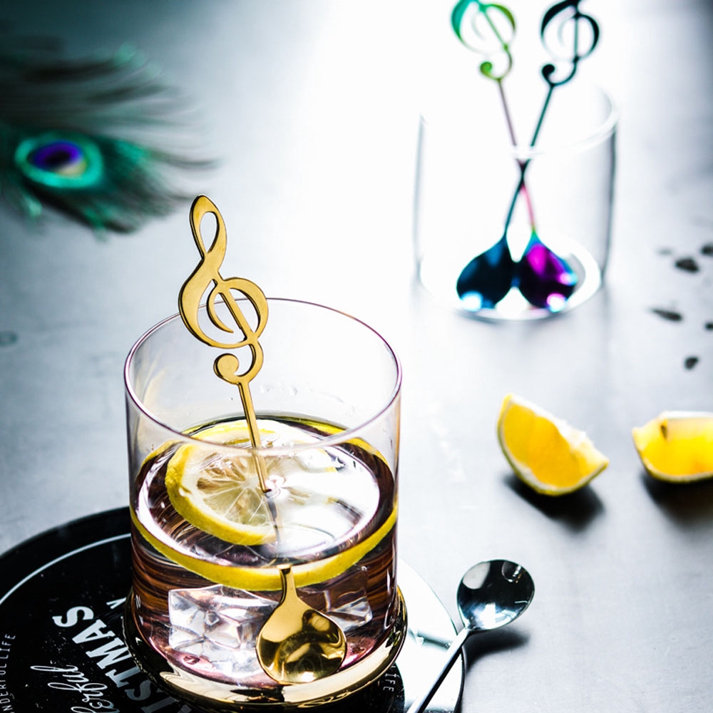 1Pc Musical Note Shaped Coffee Spoon Coffee Stirring Scoop Stainless Steel Milk Tea Drink Cafe Scoop