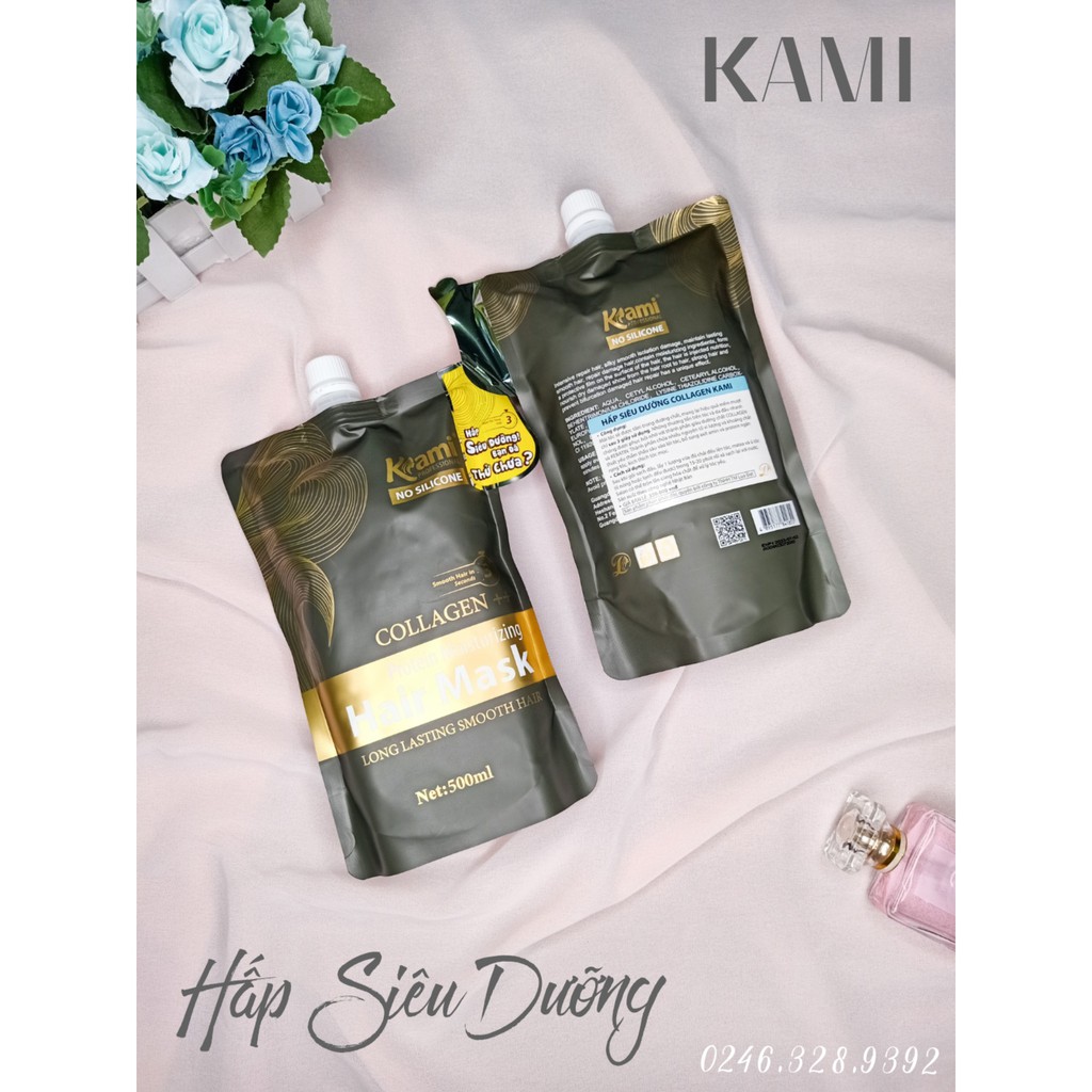 [Tặng tuýp nhỏ] Ủ tóc-Dầu hấp phục hồi tóc collagen siêu dưỡng hương nước hoa KAMI chính hãng (500ml)