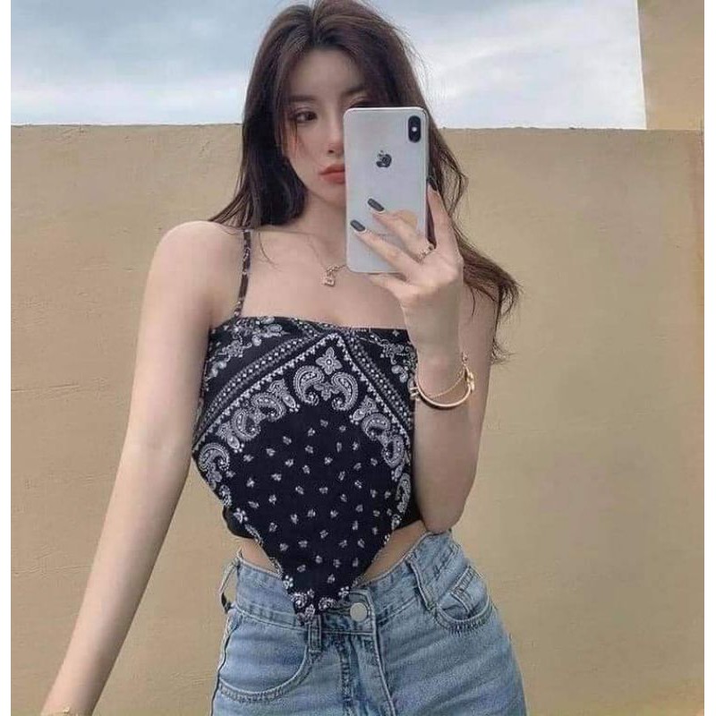 Áo Hai Dây Thổ Cẩm Vintage Nữ ⚡| FREESHIP |⚡
