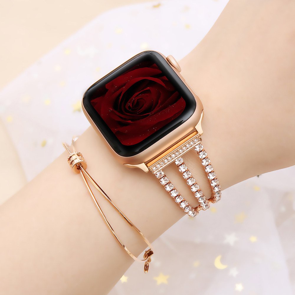 Dây Đeo Đồng Hồ APPLE WATCH Đính Đá Sang Trọng chất liệu Thép không Gỉ 6/5/4/3/2/1 38mm/ 40mm/ 42mm/44mm