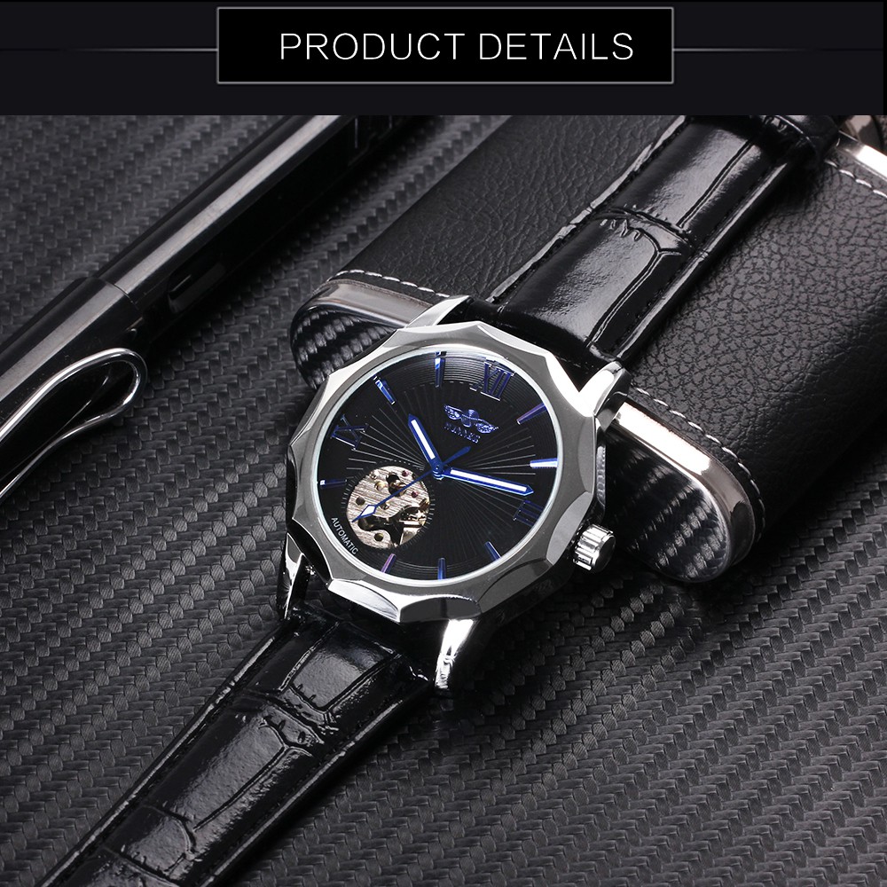 Winner Brand Skeleton Men Watch Geometry Automatic Mechanical Clock