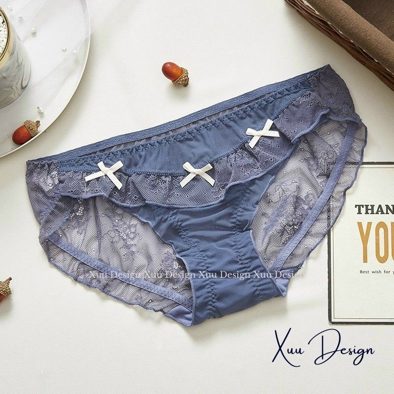 Quần lót nữ xuyên thấu phối ren nơ gợi cảm thông thoáng - Wexuu Design QC70