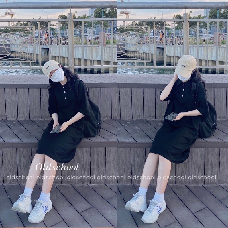 VÁY POLO CÚC DỌC chất tổ ong HÀN QUỐC PHONG CÁCH ULZZANG (ẢNH THẬT/KÈM VIDEO)