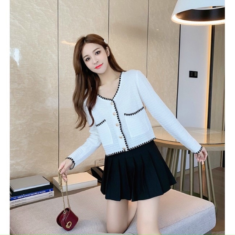 Áo thun gân len tiểu thư nút gài hai túi, viền nổi ⚡️⚡️⚡️SL alohashop91