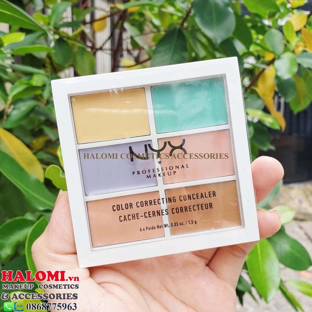 Che Khuyết Điểm NYX 6 Ô Color Correcting Concealer Palette (1,5g x 6) Chuẩn Bill chính hãng cao cấp che mọi khuyết điểm