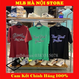 Áo MLB tay ngắn nam nữ phối chữ New York Yankees trước ngực cam kết chính hãng