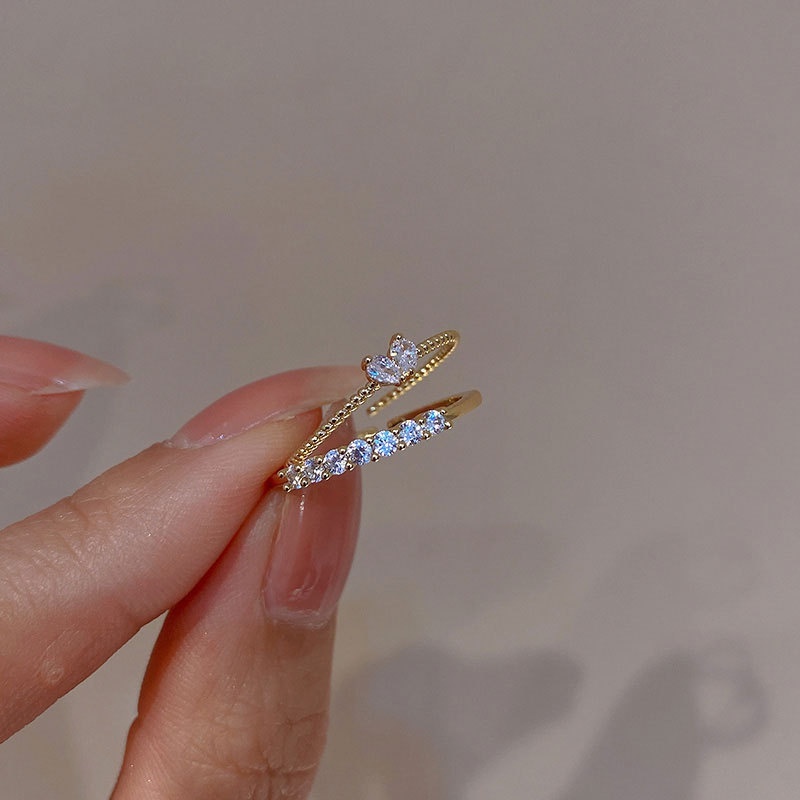 Nhẫn JP5 Đính Đá Zircon Phong Cách Hàn Quốc Sang Trọng Cho Nữ