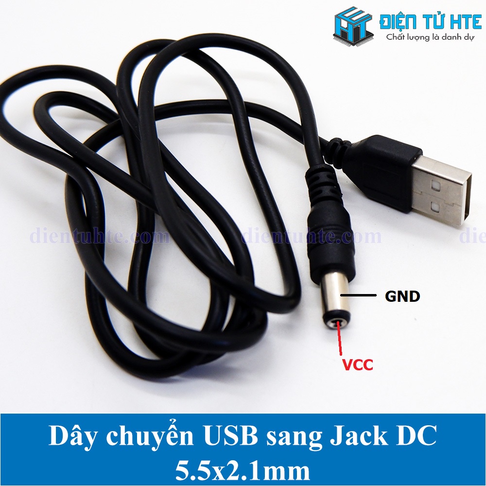 Dây chuyển USB sang jack DC 5.5x2.1mm 5V