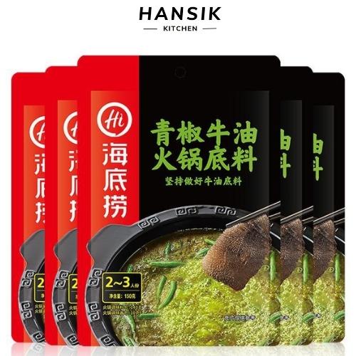 Gia vị lẩu Haidilao vị cay tê tiêu xanh 150g - Cốt lẩu Tứ Xuyên đã nêm chuẩn vị - Hansik Kitchen
