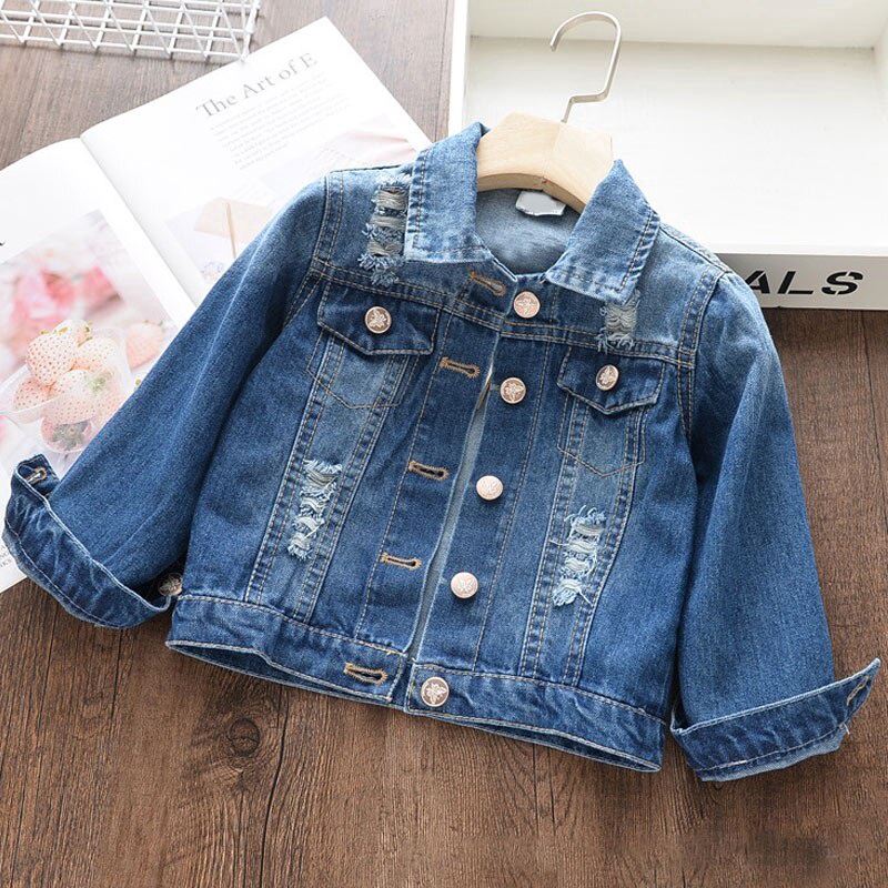 Áo khoác denim Bear Leader thêu hoạt hình kiểu mùa xuân cho bé gái 3 - 8 tuổi