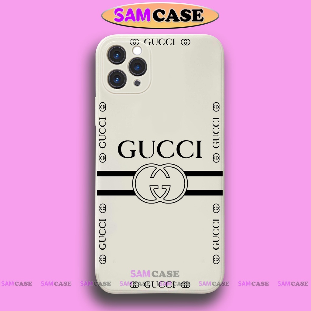 Ốp lưng điện thoại iPhone Gucci cạnh viền vuông silicon dẻo bảo vệ cam ip 6/6s/7/8/X/XS/XR/11/12/13/14 Pro Plus Max