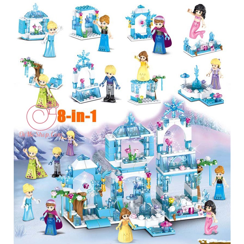 Trọn bộ 8 Mô Hình Lắp Ráp Lego Nhân Vật Nữ Hoàng Băng Giá 01