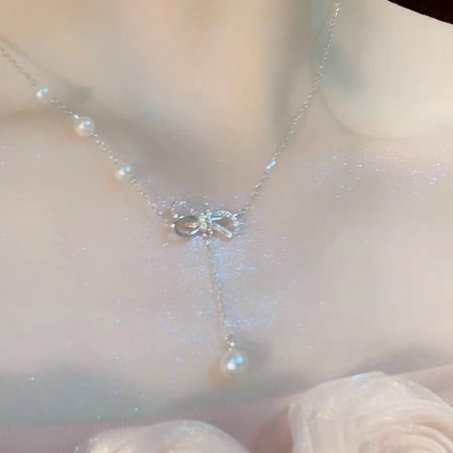 Dây Chuyền Mặt Nơ Đính Đá Zircon Thời Trang Hàn Quốc