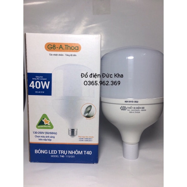 BÓNG LED TRỤ NHÔM G8 ĐỦ SỐ