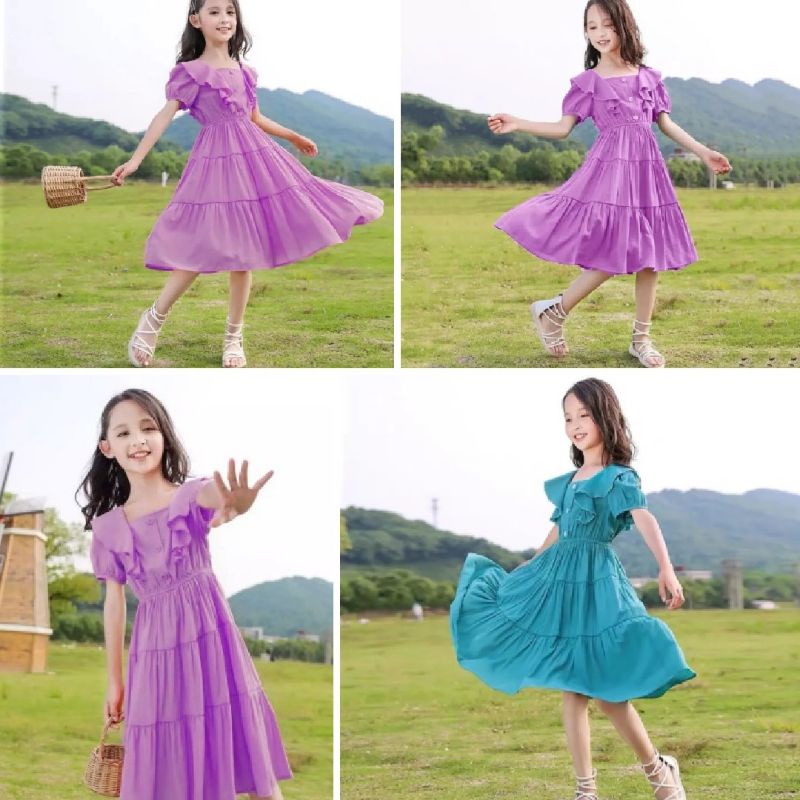 Váy đôi mẹ và con tiểu thư màu xanh  tím có size to 20kg-56kg