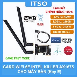 Mua Card WIFI 6E Intel Killer AX1675 dùng khe cắm PCIe tích hợp Bluetooth 5.2 có tản nhiệt cho máy bàn