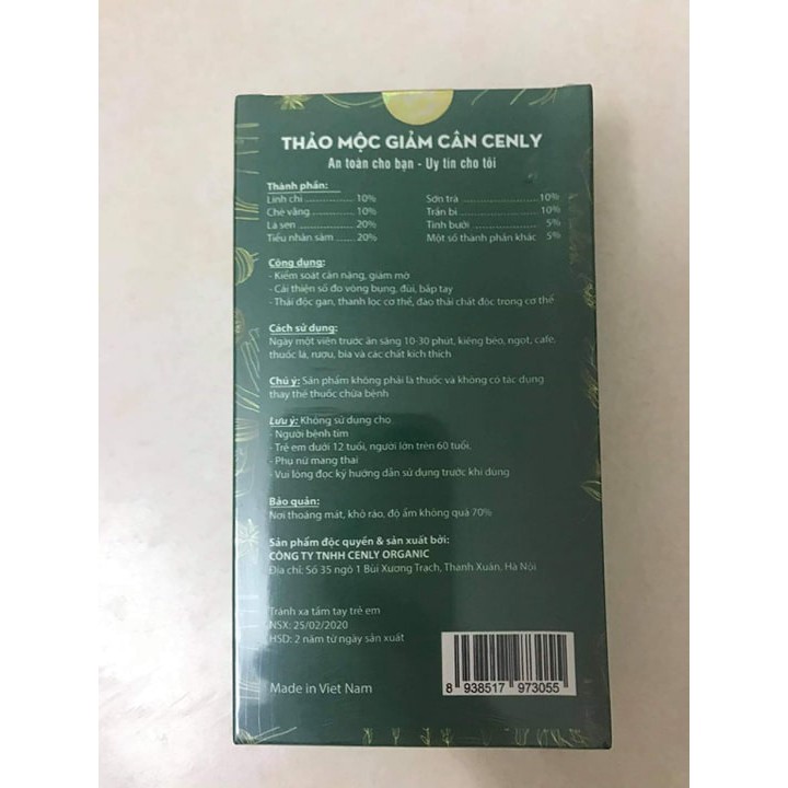 [100% GẢM CÂN] Giảm Mỡ Cenly Vip, Không Gây Mệt Mỏi, Không Mất Nước , Cơ Địa Chai Lì hộp 30 viên | BigBuy360 - bigbuy360.vn