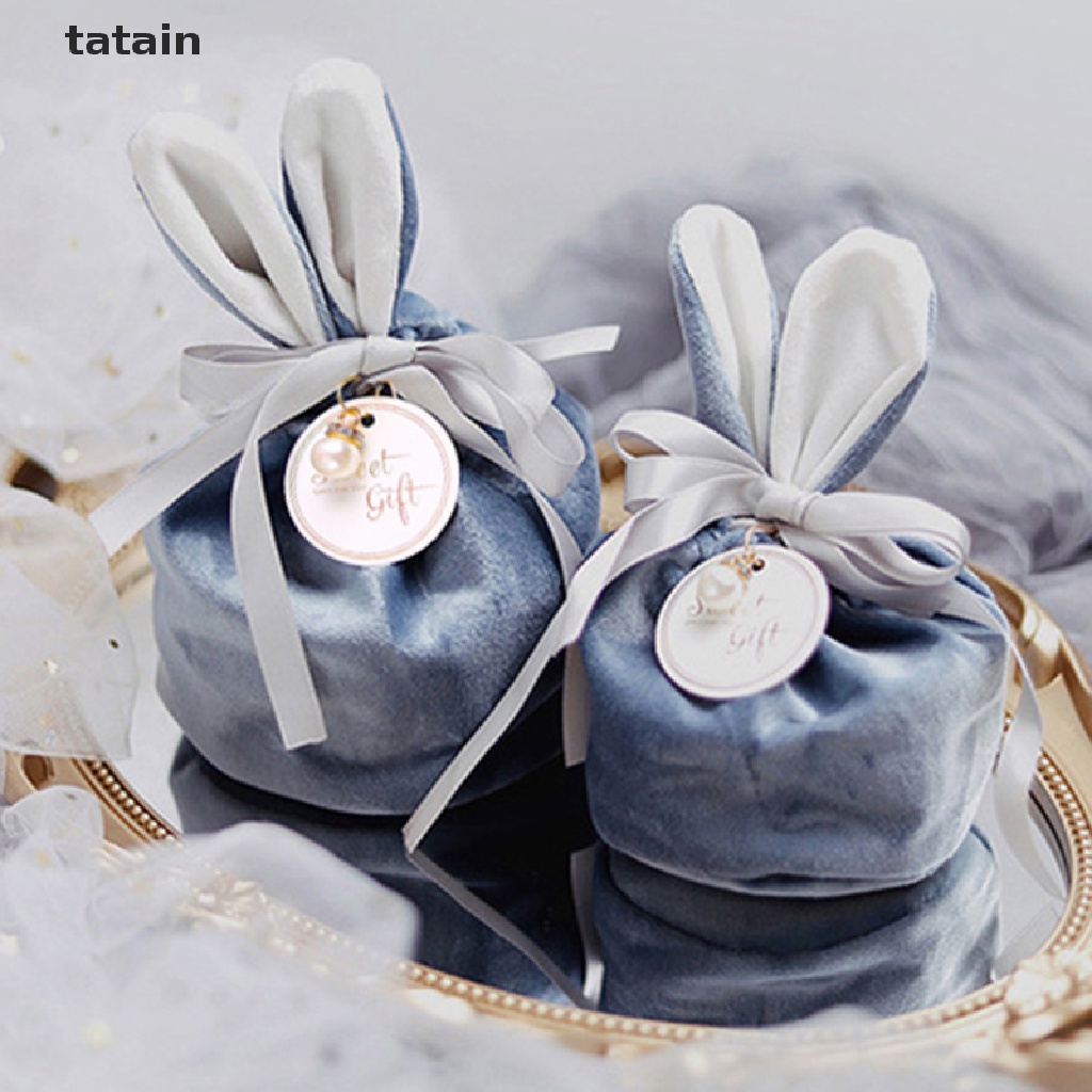 [TAT] Cartoon Rabbit Ears Velvet Bags Baking Easter Candy Cookie Packaging Bag CVX